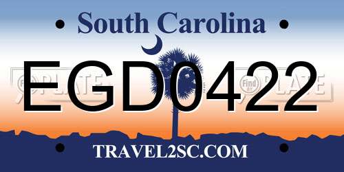 EGD0422 South Carolina License Plate