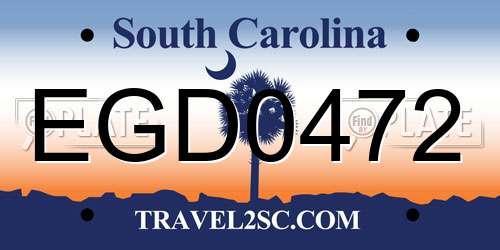 EGD0472 South Carolina License Plate