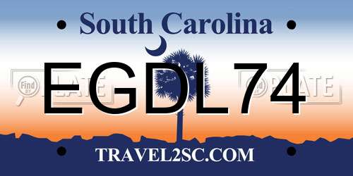 EGDL74 South Carolina License Plate