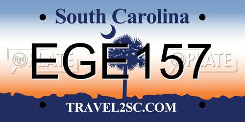 EGE157 South Carolina License Plate