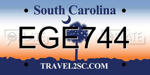 EGE744 South Carolina License Plate