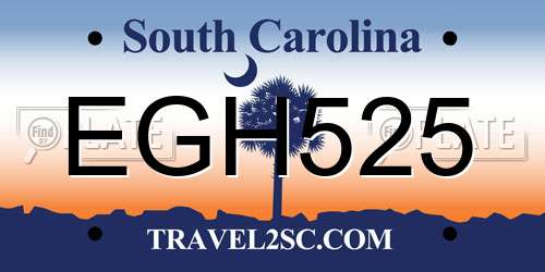 EGH525 South Carolina License Plate