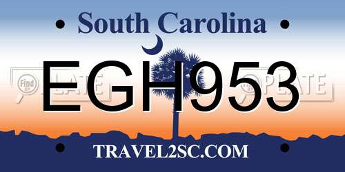 EGH953 South Carolina License Plate