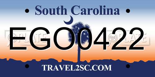 EGO0422 South Carolina License Plate