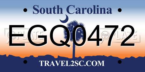 EGQ0472 South Carolina License Plate