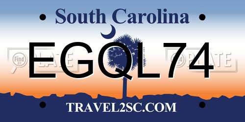 EGQL74 South Carolina License Plate