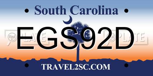 EGS92D South Carolina License Plate