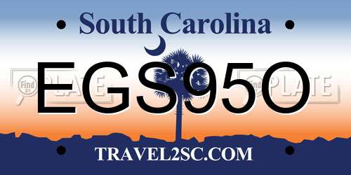 EGS95O South Carolina License Plate