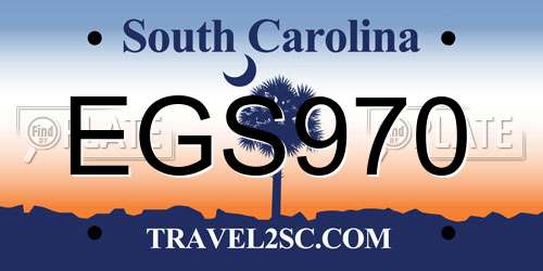 EGS970 South Carolina License Plate