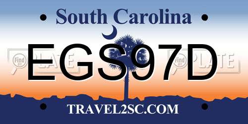EGS97D South Carolina License Plate