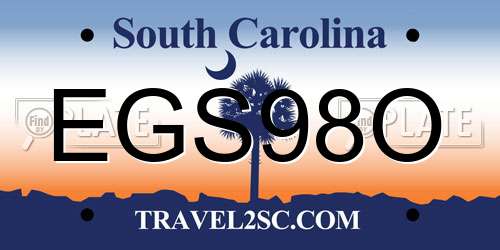 EGS98O South Carolina License Plate
