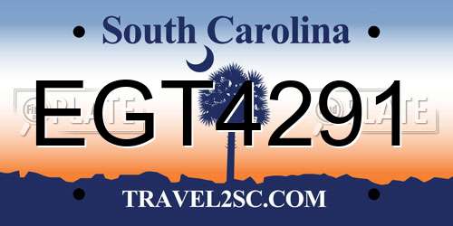 EGT4291 South Carolina License Plate