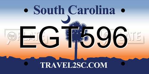 EGT596 South Carolina License Plate