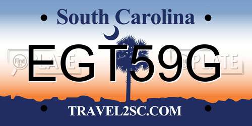 EGT59G South Carolina License Plate