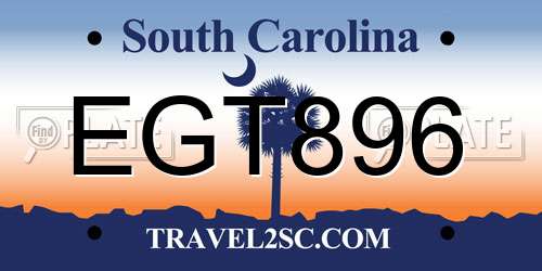 EGT896 South Carolina License Plate
