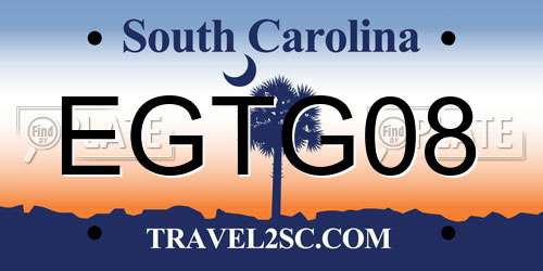 EGTG08 South Carolina License Plate
