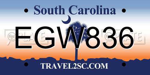 EGW836 South Carolina License Plate