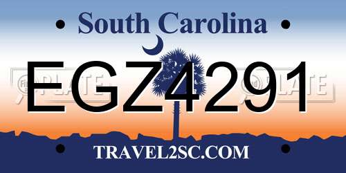 EGZ4291 South Carolina License Plate