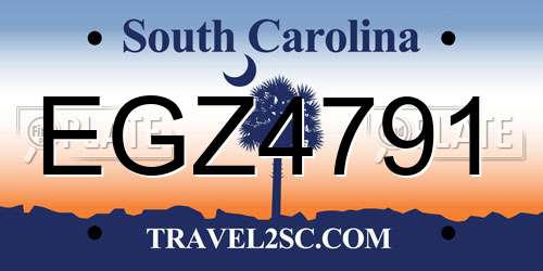 EGZ4791 South Carolina License Plate