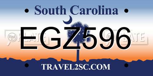 EGZ596 South Carolina License Plate