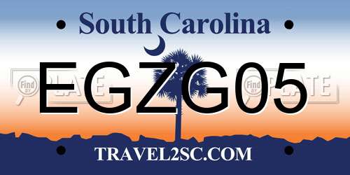 EGZG05 South Carolina License Plate