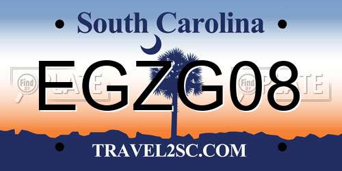 EGZG08 South Carolina License Plate