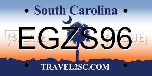 EGZS96 South Carolina License Plate