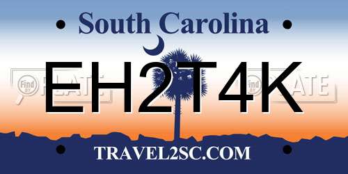 EH2T4K South Carolina License Plate
