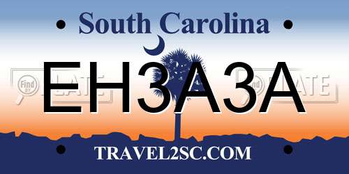 EH3A3A South Carolina License Plate