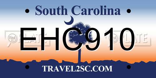 EHC910 South Carolina License Plate