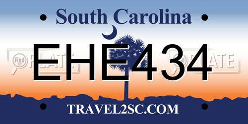 EHE434 South Carolina License Plate