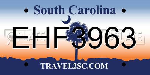 EHF3963 South Carolina License Plate