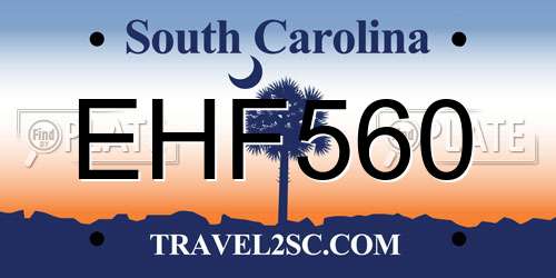 EHF560 South Carolina License Plate