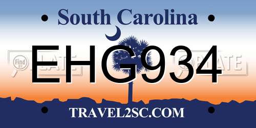 EHG934 South Carolina License Plate