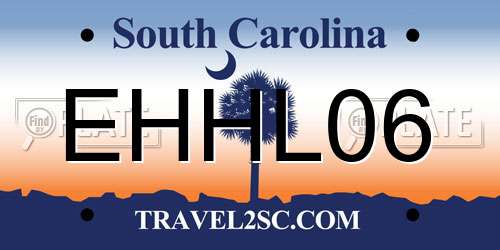EHHL06 South Carolina License Plate