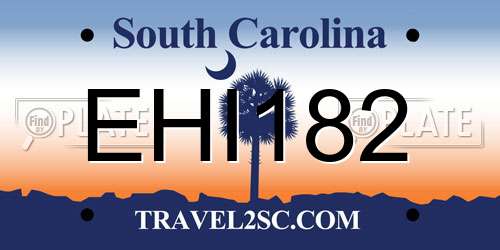EHI182 South Carolina License Plate