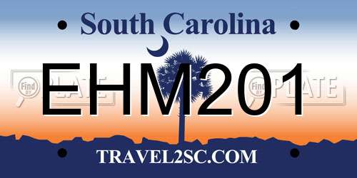 EHM201 South Carolina License Plate