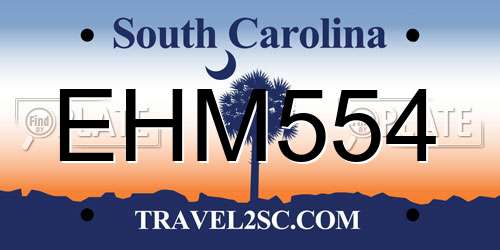 EHM554 South Carolina License Plate