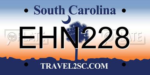EHN228 South Carolina License Plate