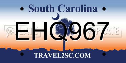 EHQ967 South Carolina License Plate