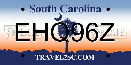 EHQ96Z South Carolina License Plate