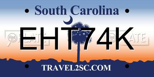 EHT74K South Carolina License Plate