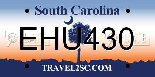 EHU430 South Carolina License Plate