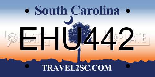EHU442 South Carolina License Plate
