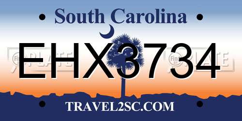 EHX3734 South Carolina License Plate