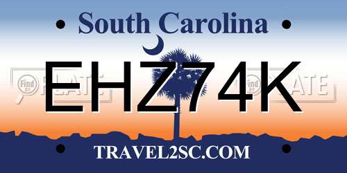 EHZ74K South Carolina License Plate