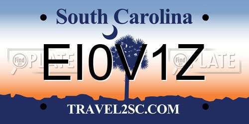 EI0V1Z South Carolina License Plate