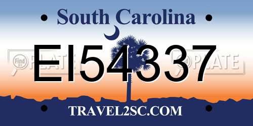 EI54337 South Carolina License Plate
