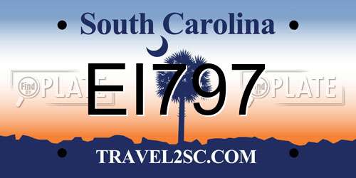 EI797 South Carolina License Plate