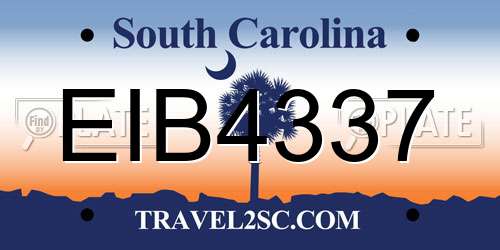 EIB4337 South Carolina License Plate